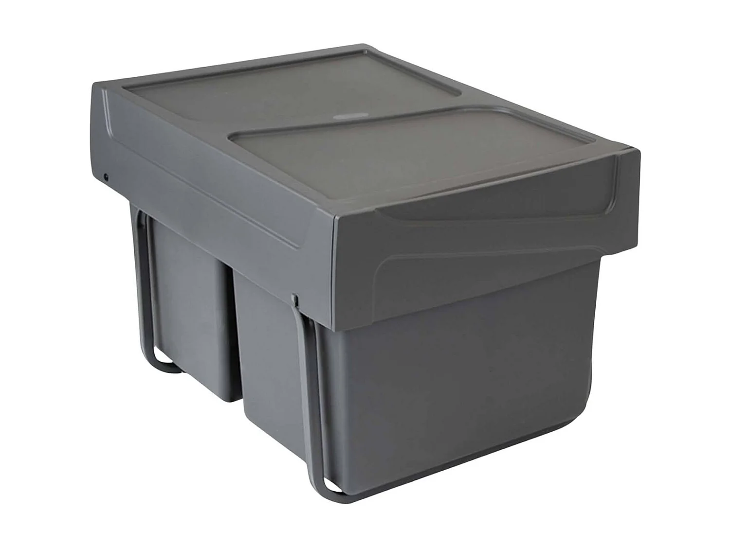 Pattumiere per raccolta differenziata per cucina 2x15 L, fissaggio inferiore ed estrazione manuale, Plastica grigio antracite.