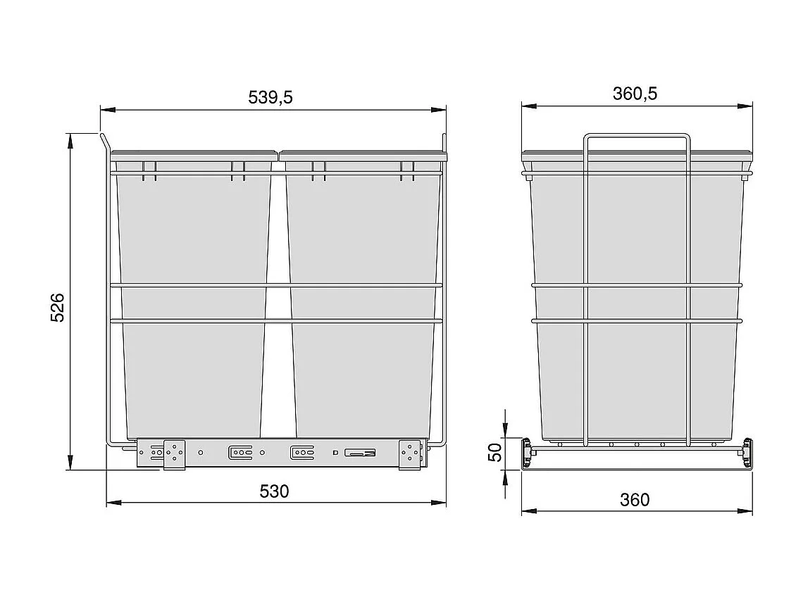 Poubelle de recyclage 2 bacs de 35 L Recycle