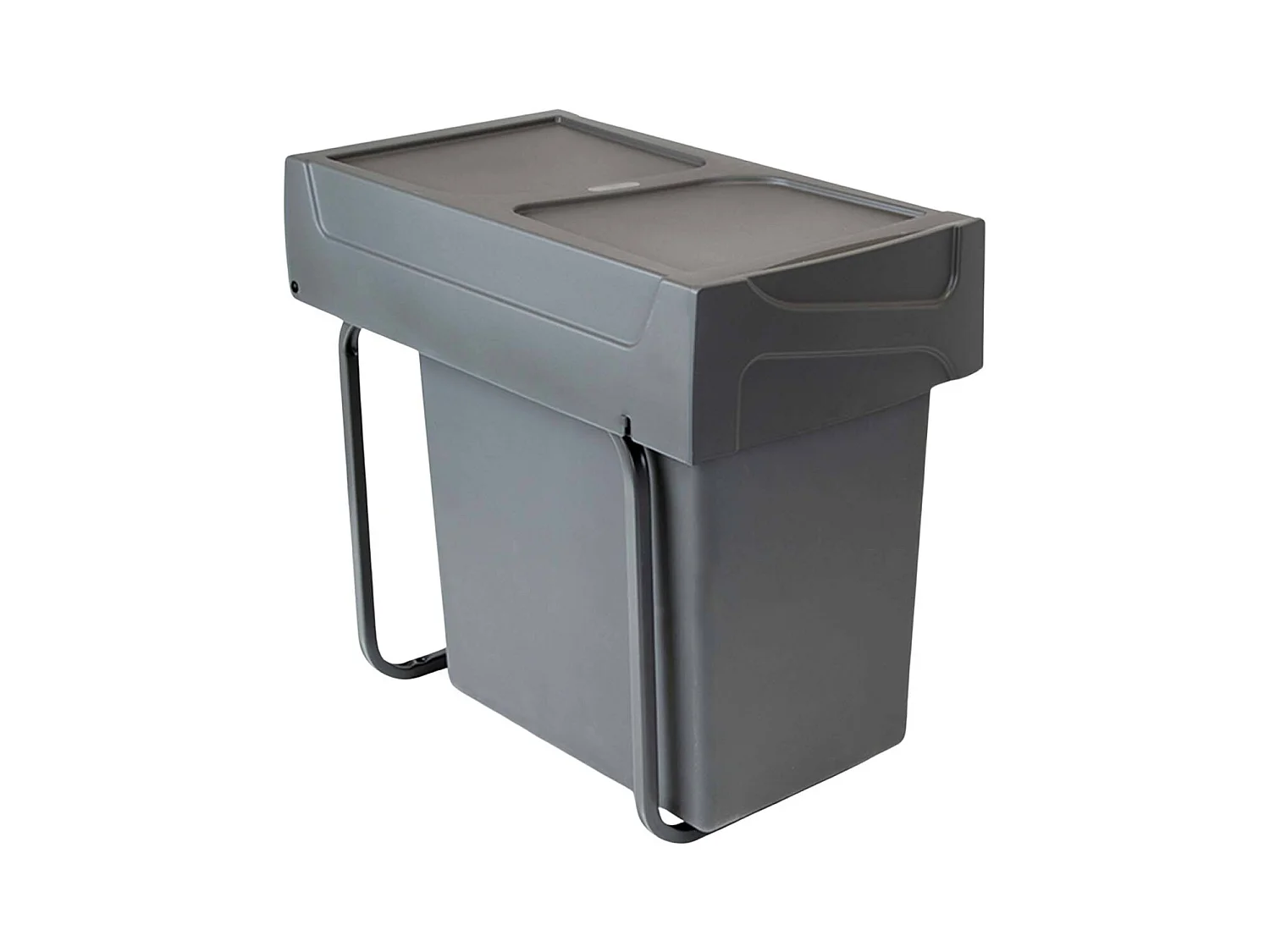 Pattumiera per raccolta differenziata 20L Recycle per cucina, fissaggio inferiore, estrazione manuale. Plastica grigio antracite