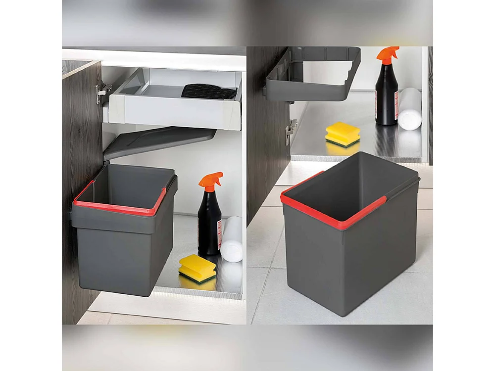 Poubelle de recyclage 15 litres fixation sur porte Recycle