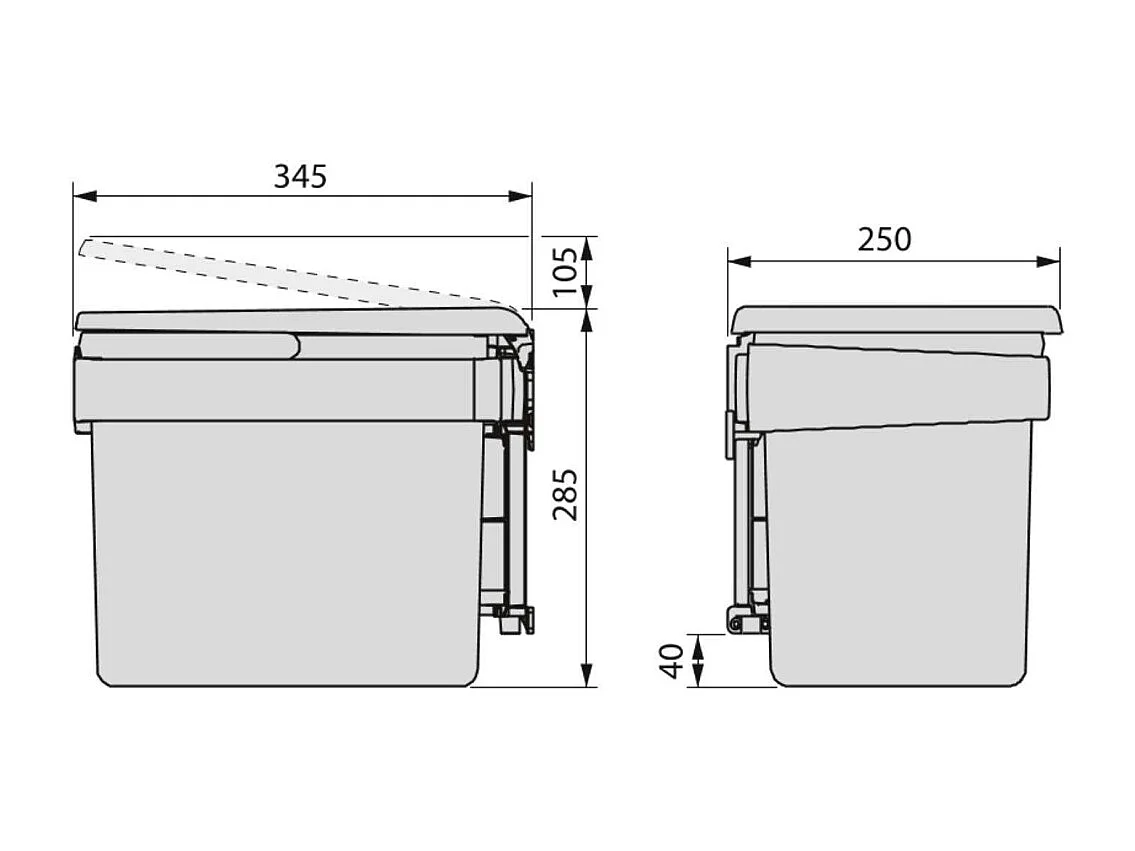 Poubelle de recyclage 15 litres fixation sur porte Recycle