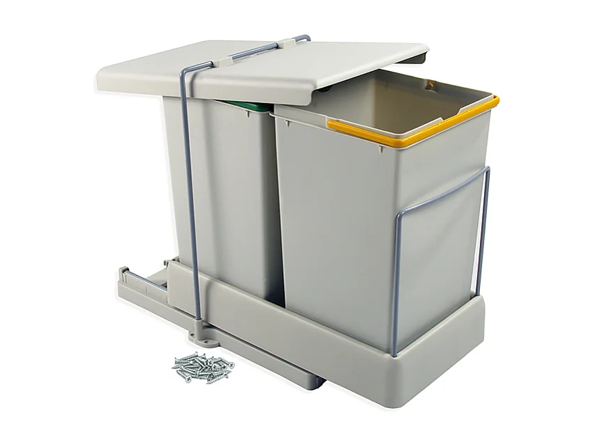 Poubelle de recyclage extraction automatique  2 conteneurs de 14 litres