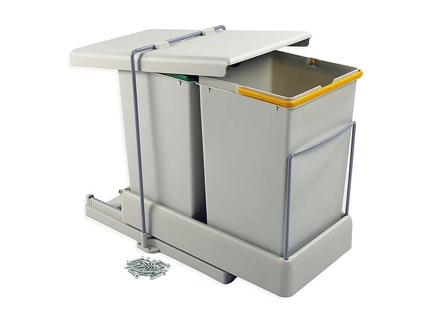 Poubelle de recyclage extraction automatique  2 conteneurs de 14 litres