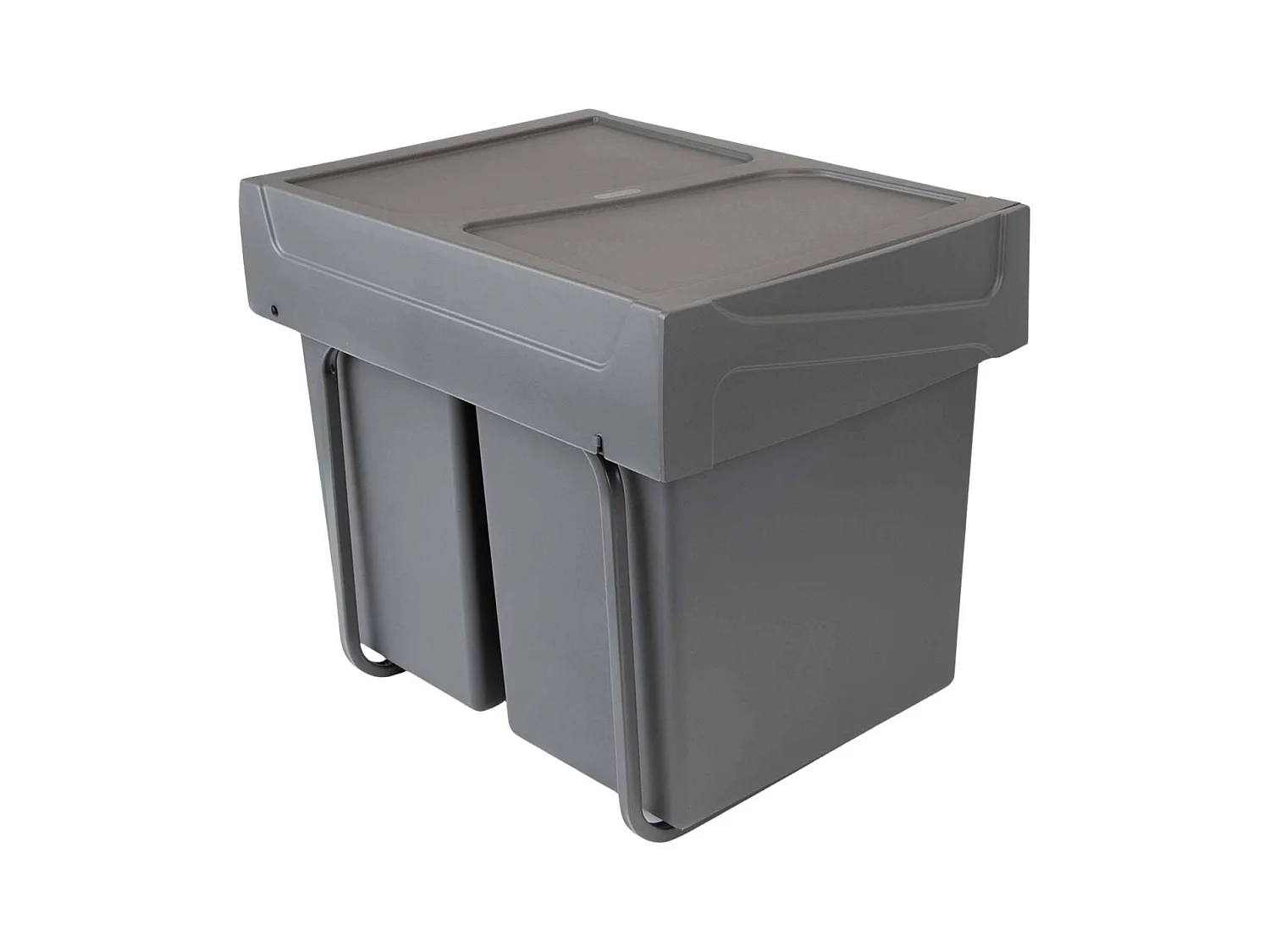 Pattumiere per raccolta differenziata Recycle cucina 2x20 L, fissaggio inferiore, estrazione manuale, Plastica grigio antracite