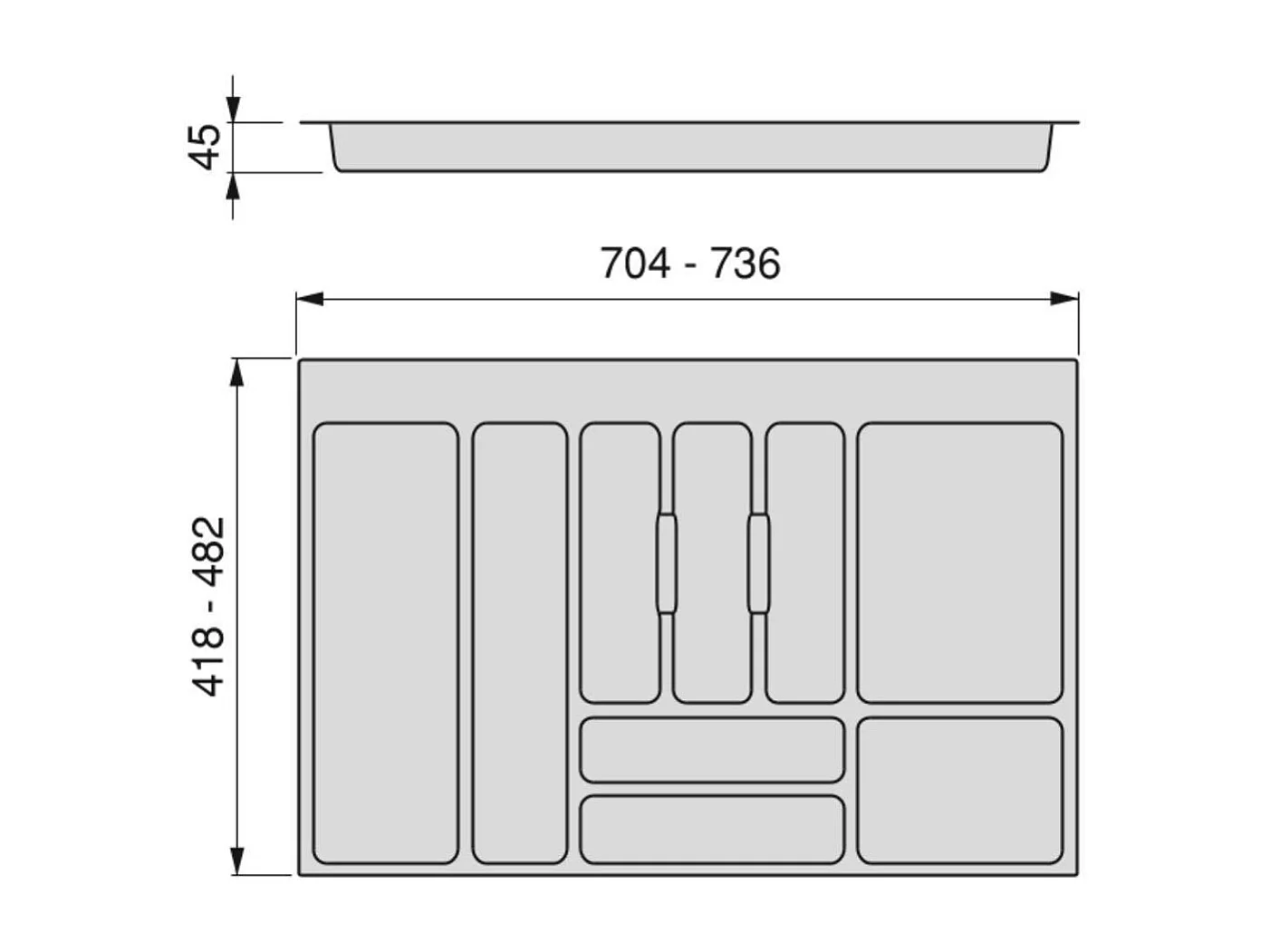 Range-couvert pour tiroir Optima Universal Pour tiroir de 80 cm