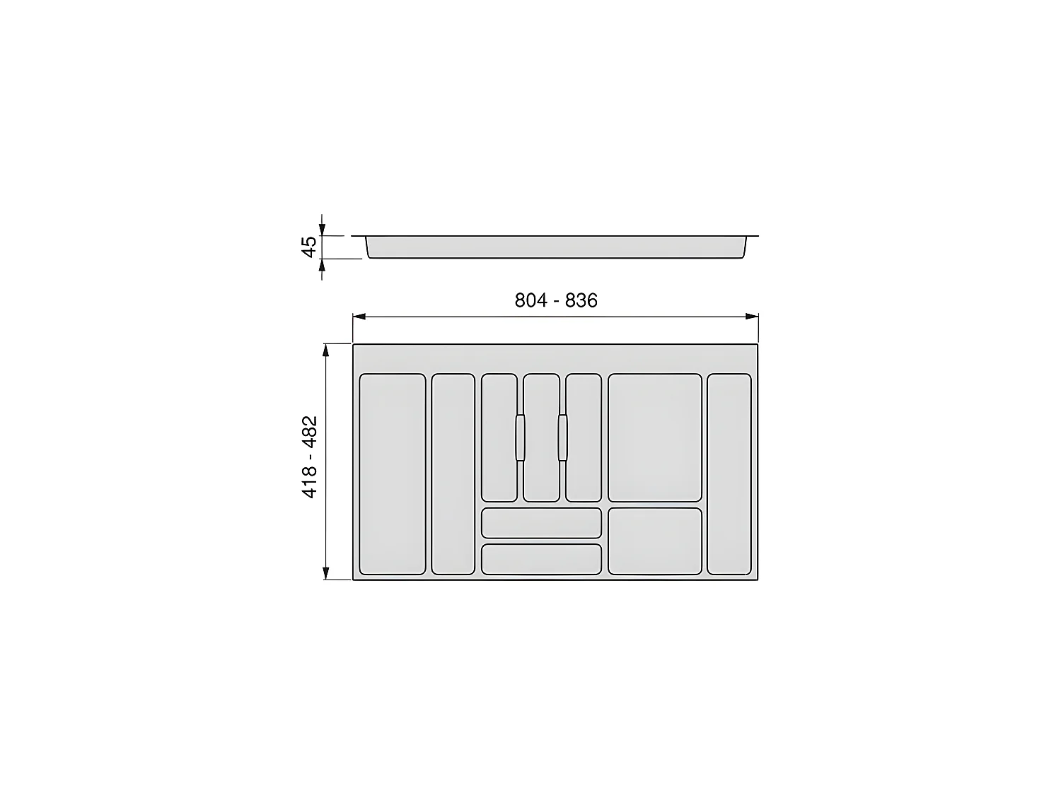 Range-couvert pour tiroir Optima Universal Pour tiroir de 90 cm