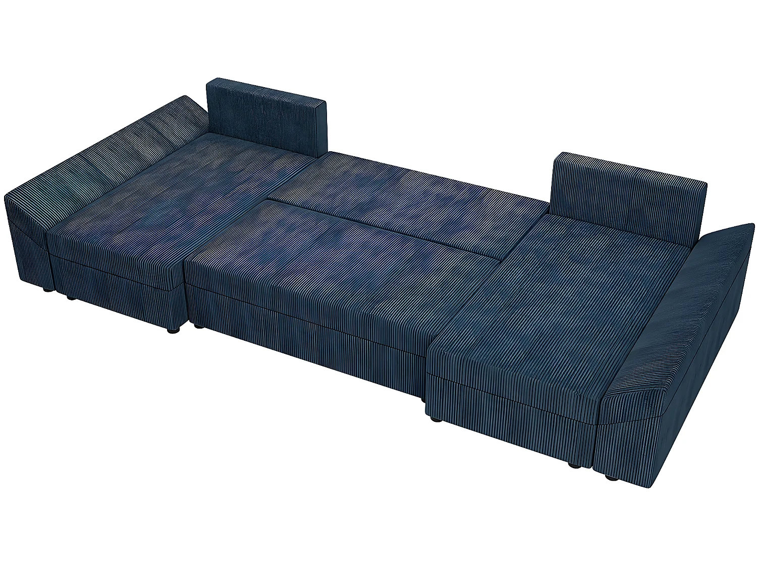 Canapé panoramique "Vaugirard" en velours côtelé - 5 places - Bleu
