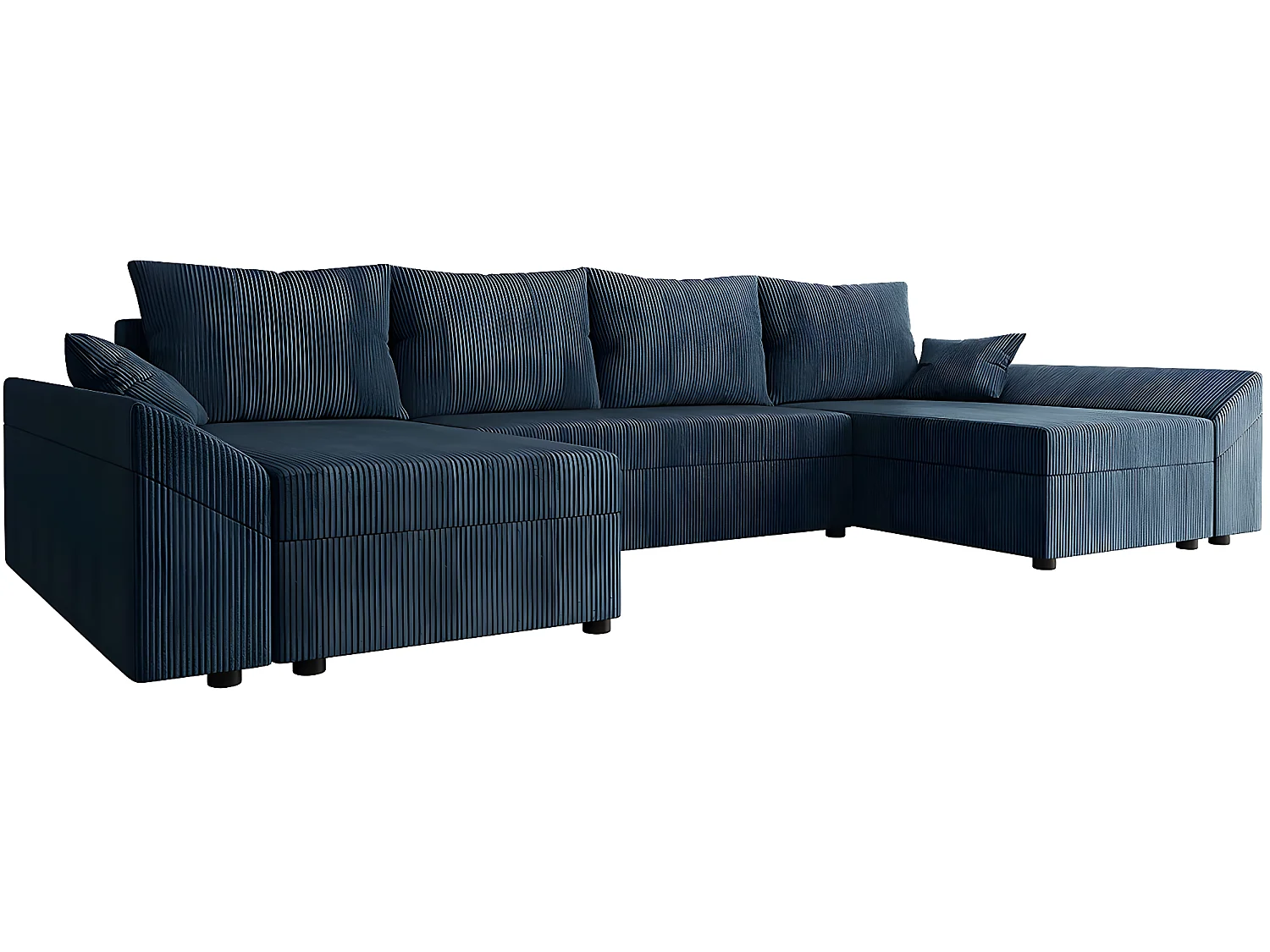 Canapé panoramique "Vaugirard" en velours côtelé - 5 places - Bleu