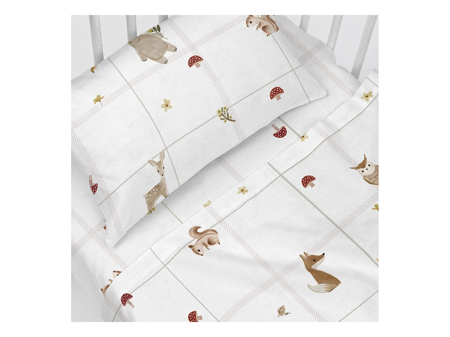 Juego de sábanas 2 piezas 100x130 cm (Cuna) Woods animals
