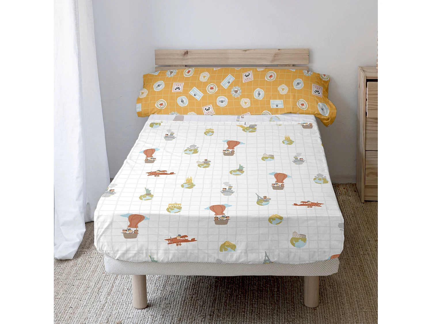 Parure de lit 2 pièces 180x270 cm (Lit 105) World trip