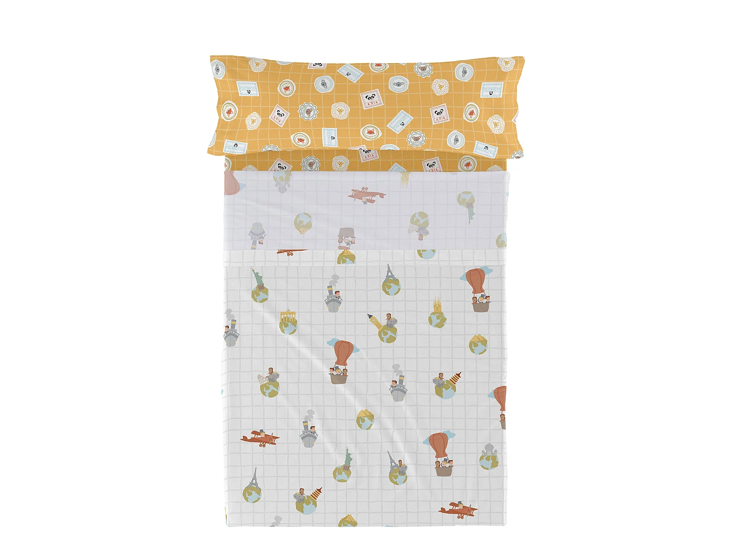 Parure de lit 2 pièces 180x270 cm (Lit 105) World trip