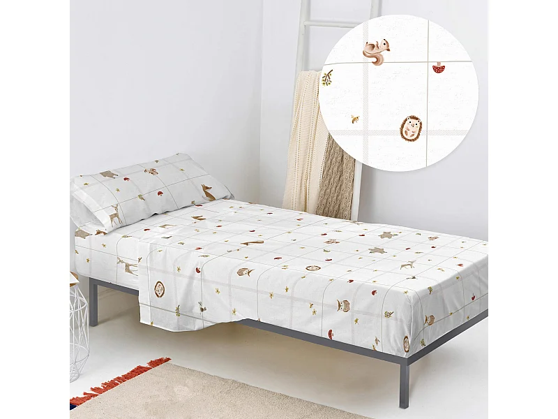 Jogo de Lençóis de 2 peças 160x270 cm (Cama 80/90) Woods animals