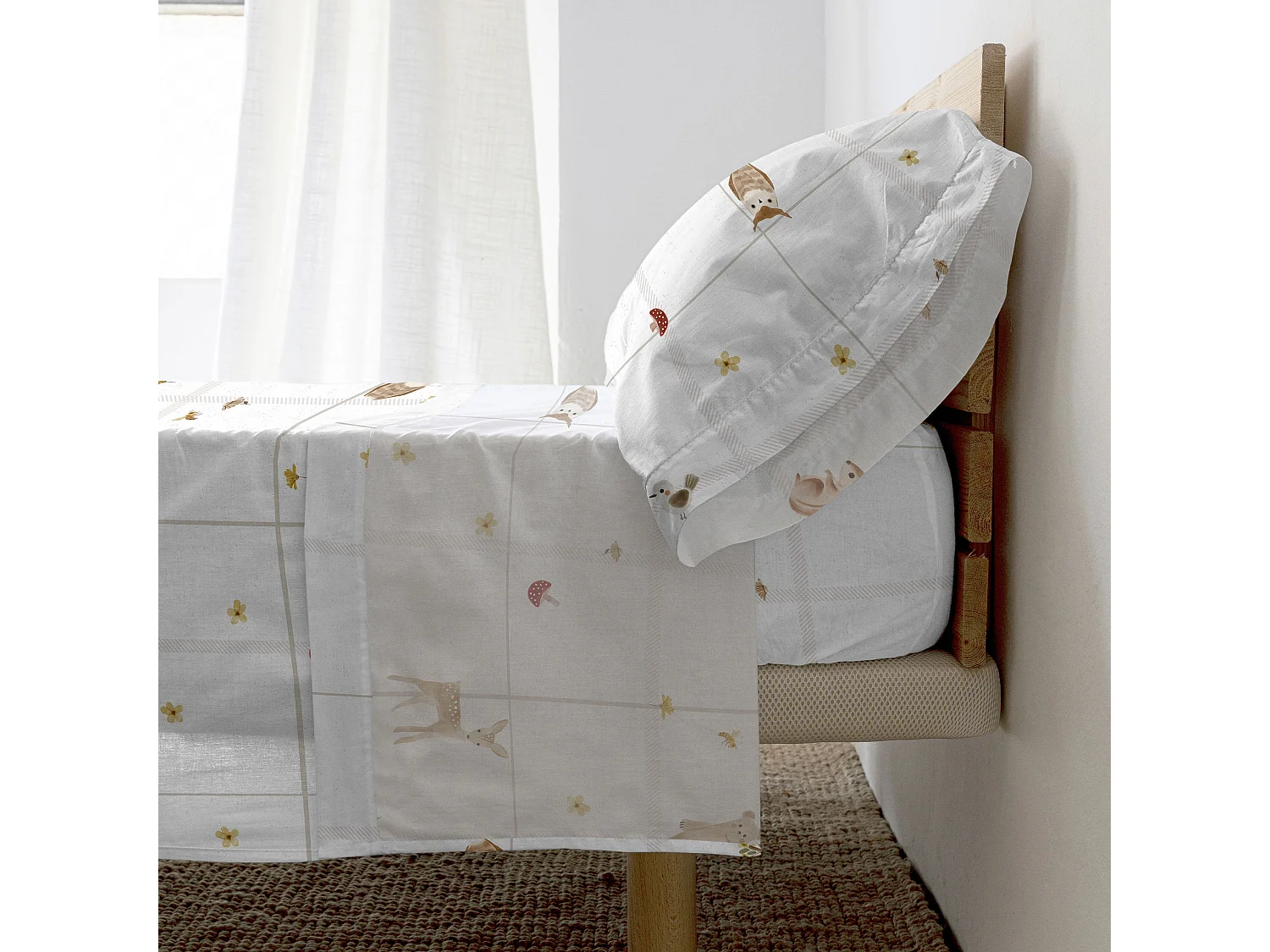 Jogo de Lençóis de 2 peças 160x270 cm (Cama 80/90) Woods animals