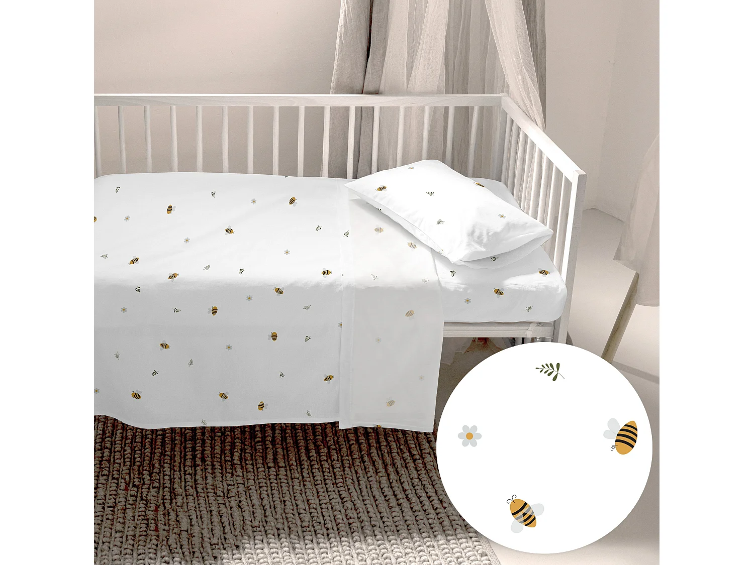 Juego de sábanas 2 piezas 100x130 cm (Cuna) Honey