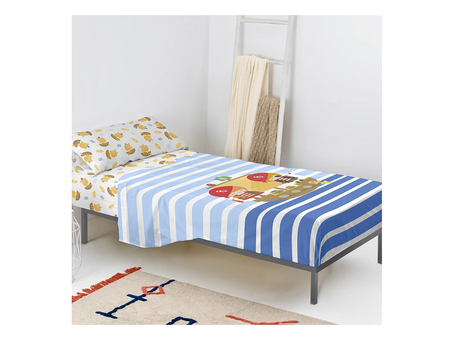Juego de sábanas 2 piezas 180x270 cm (Cama 105) Pirate ship