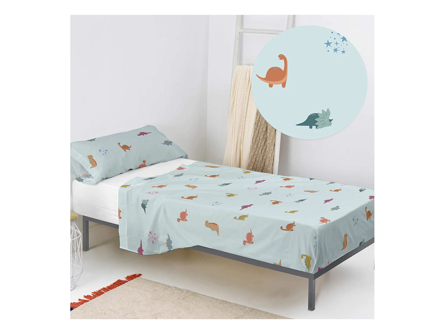 Juego de sábanas 2 piezas 160x270 cm (Cama 80/90) Mini dinosaur