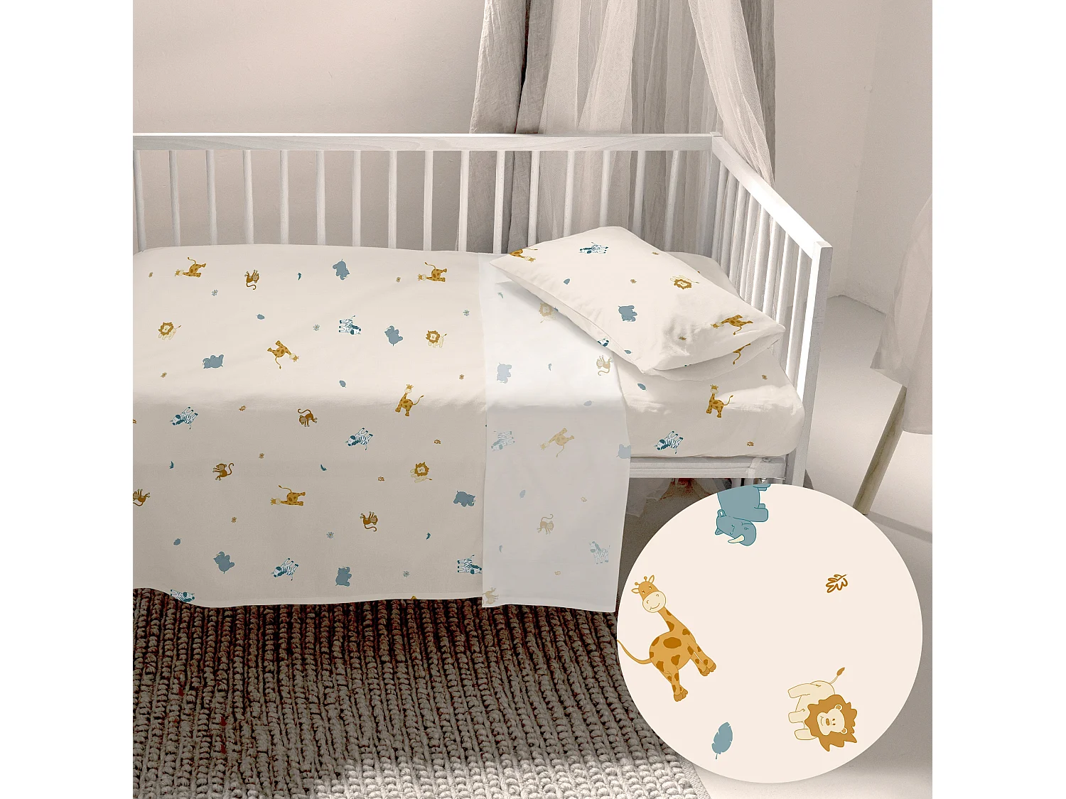 Lakenset 2-delig 100x130 cm (Wieg) Animals