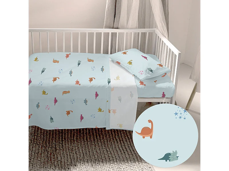Parure de lit 2 pièces 100x130 cm (Berceau) Mini dinosaur