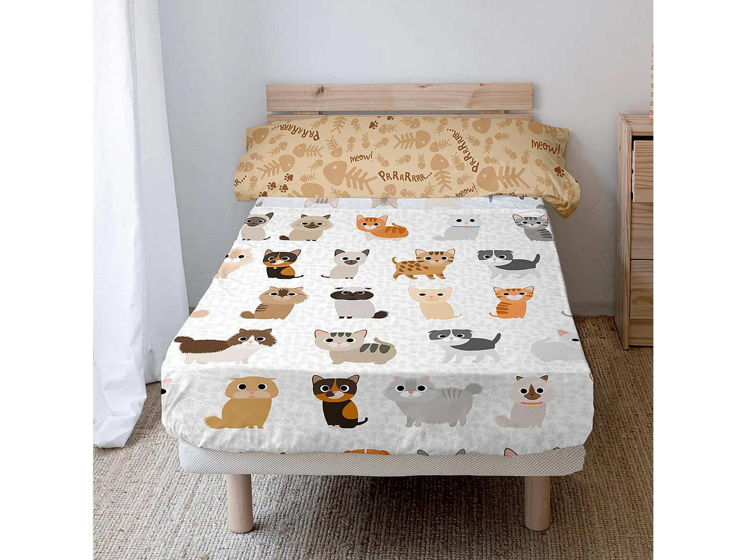 Lakenset 2-delig 180x270 cm (Bed 105) Cats