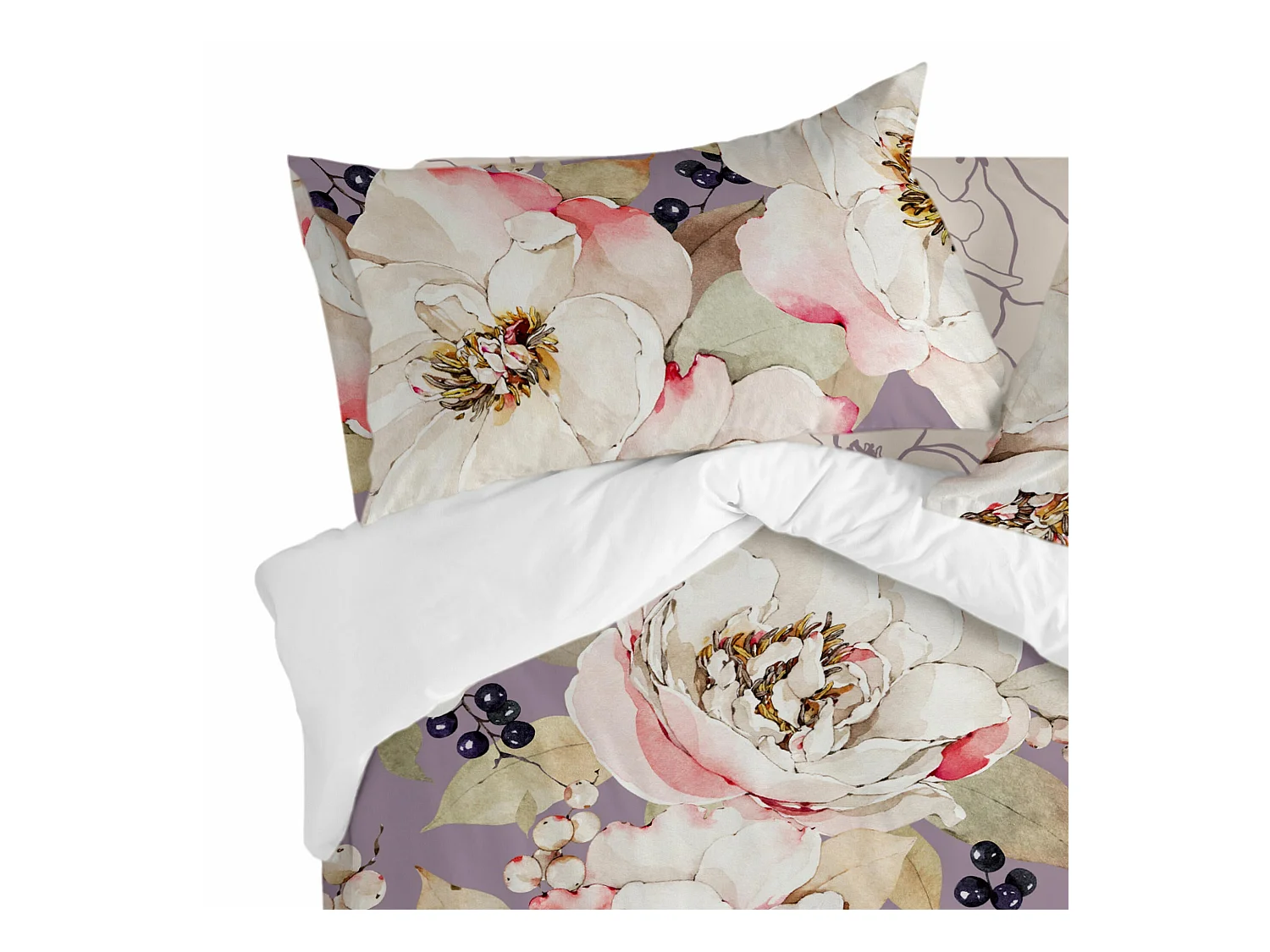 Taie d'oreiller 45x125 cm (Lit 105) White peonies