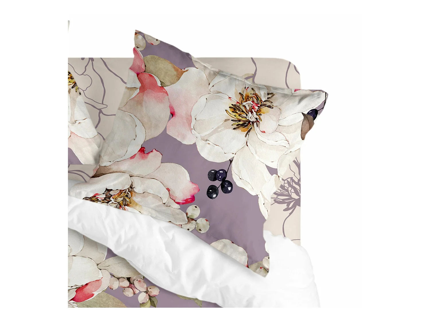 Taie d'oreiller 45x125 cm (Lit 105) White peonies