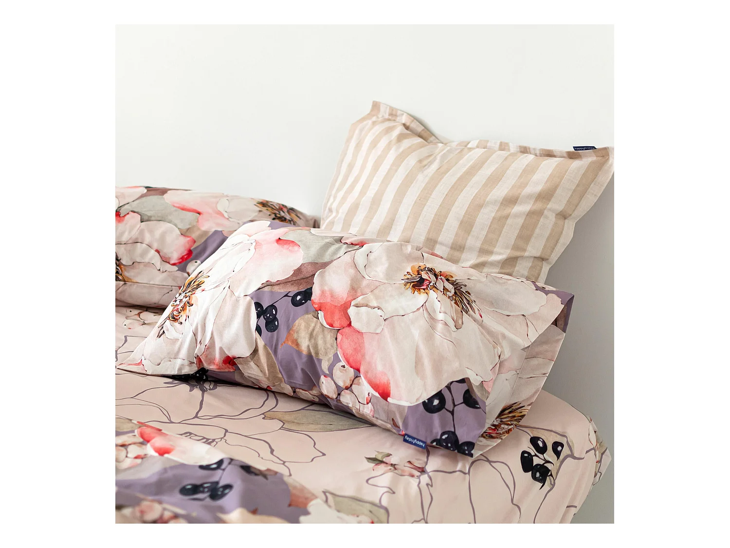Taie d'oreiller 45x125 cm (Lit 105) White peonies