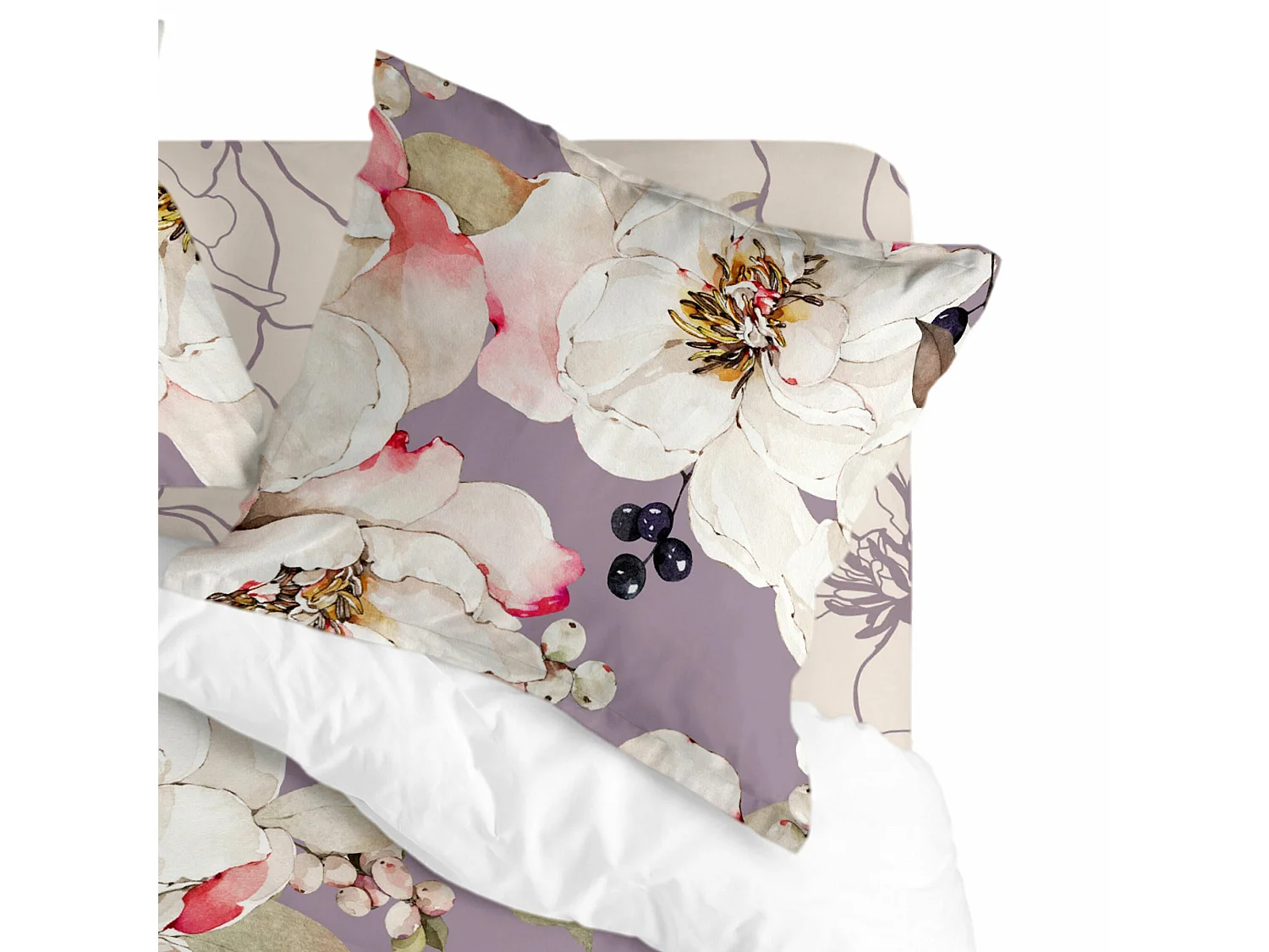 Taie d'oreiller 45x125 cm (Lit 105) White peonies