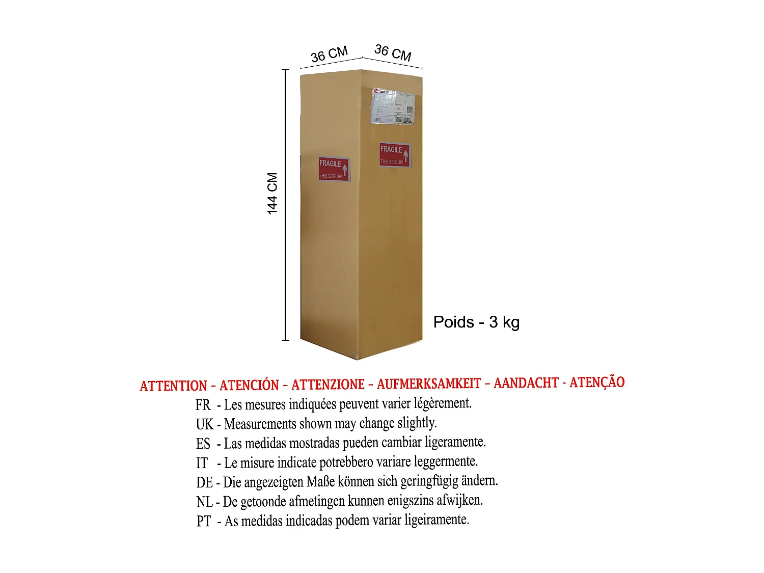 Candeeiro de Pé TOSEL BRADFORD tecido coluna branco D40 x  H155  cm