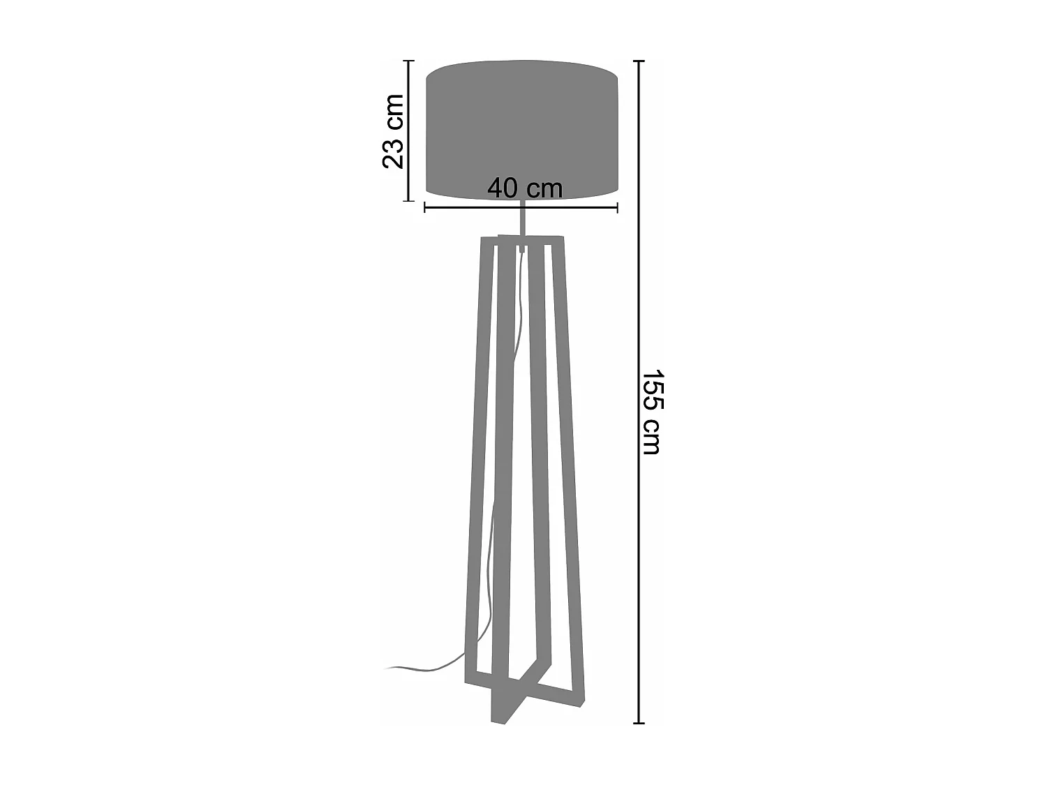 Lampadaire colonne bois  blanc,noir 155 cm.