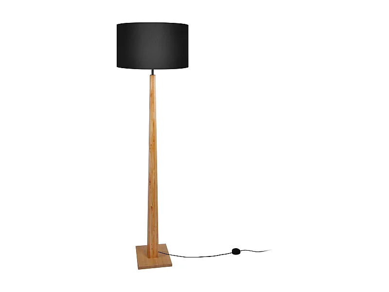 Lampadaire carré bois  naturel,noir 156 cm.
