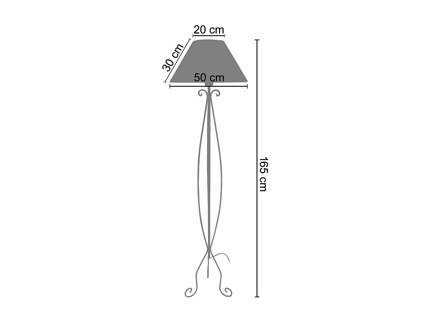 Lampadaire métal  ivoire 165 cm.