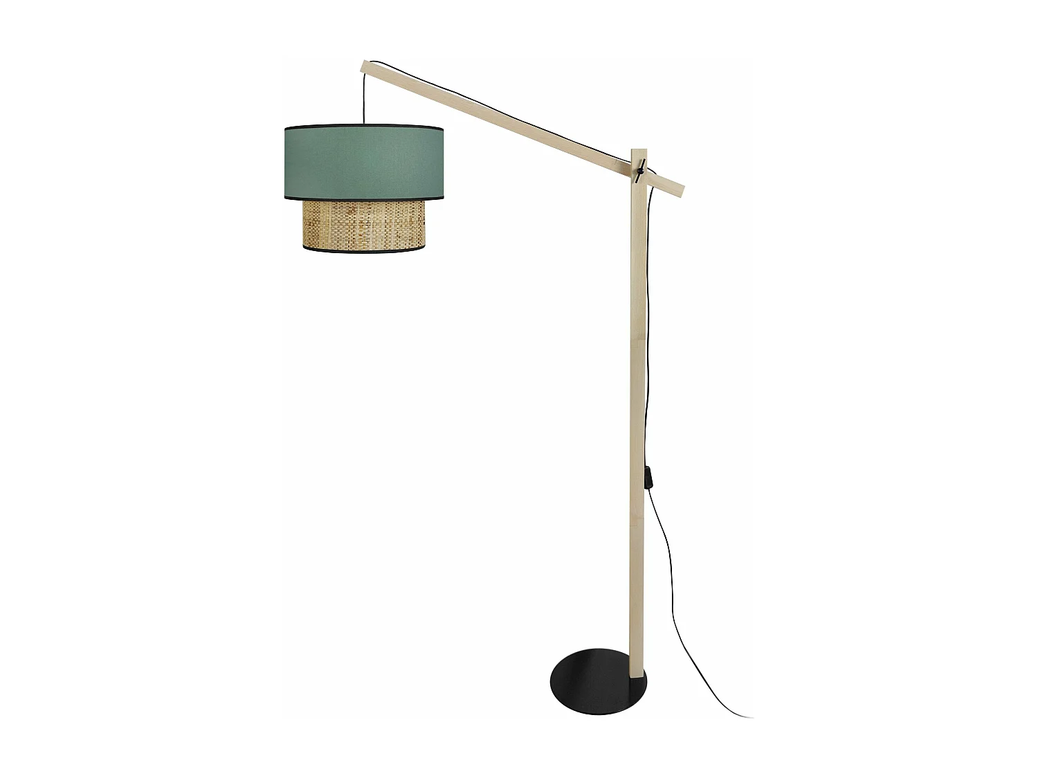 Lampadaire droit bois  naturel,vert 190 cm.