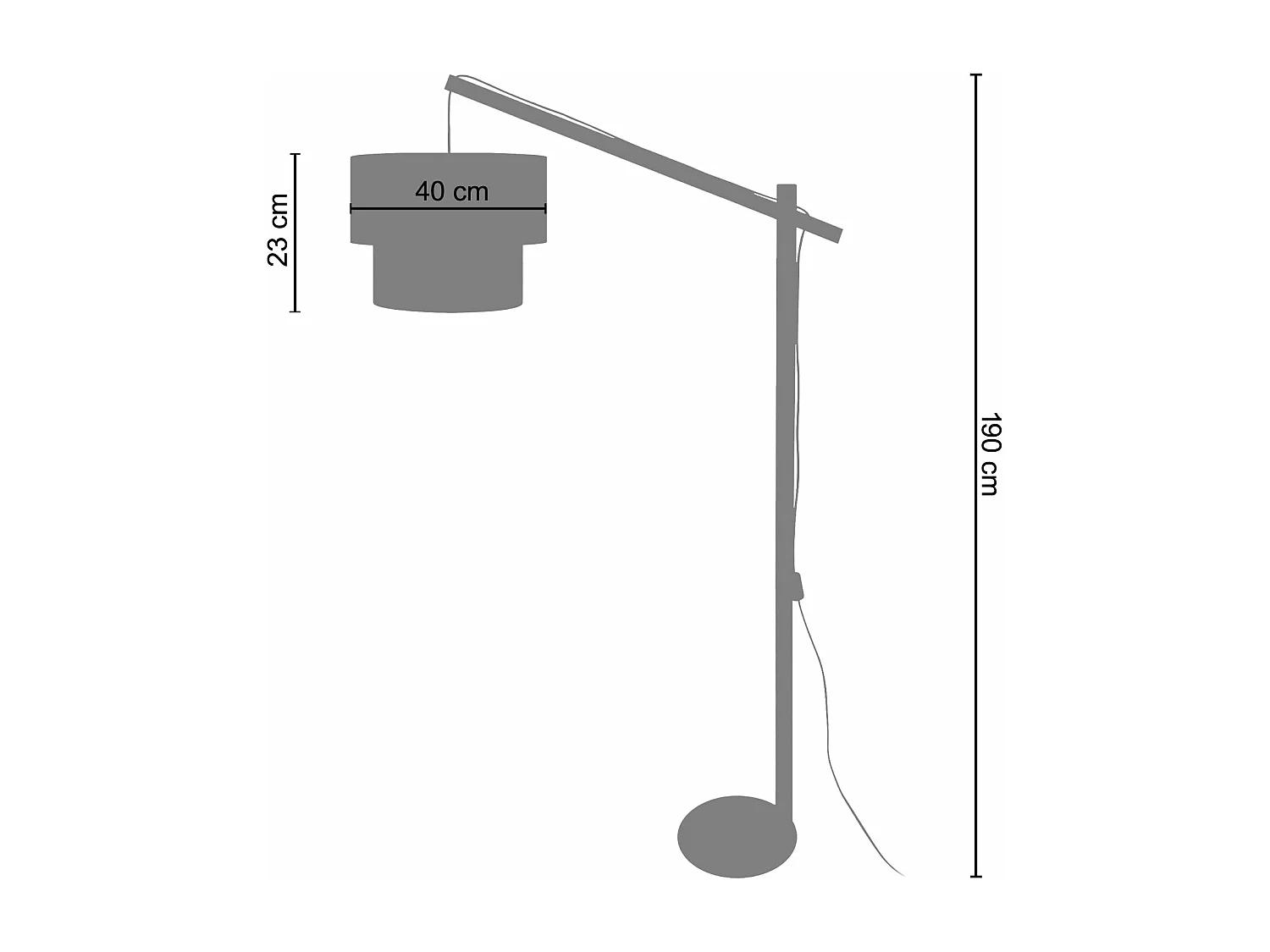Lampadaire droit bois  naturel,vert 190 cm.