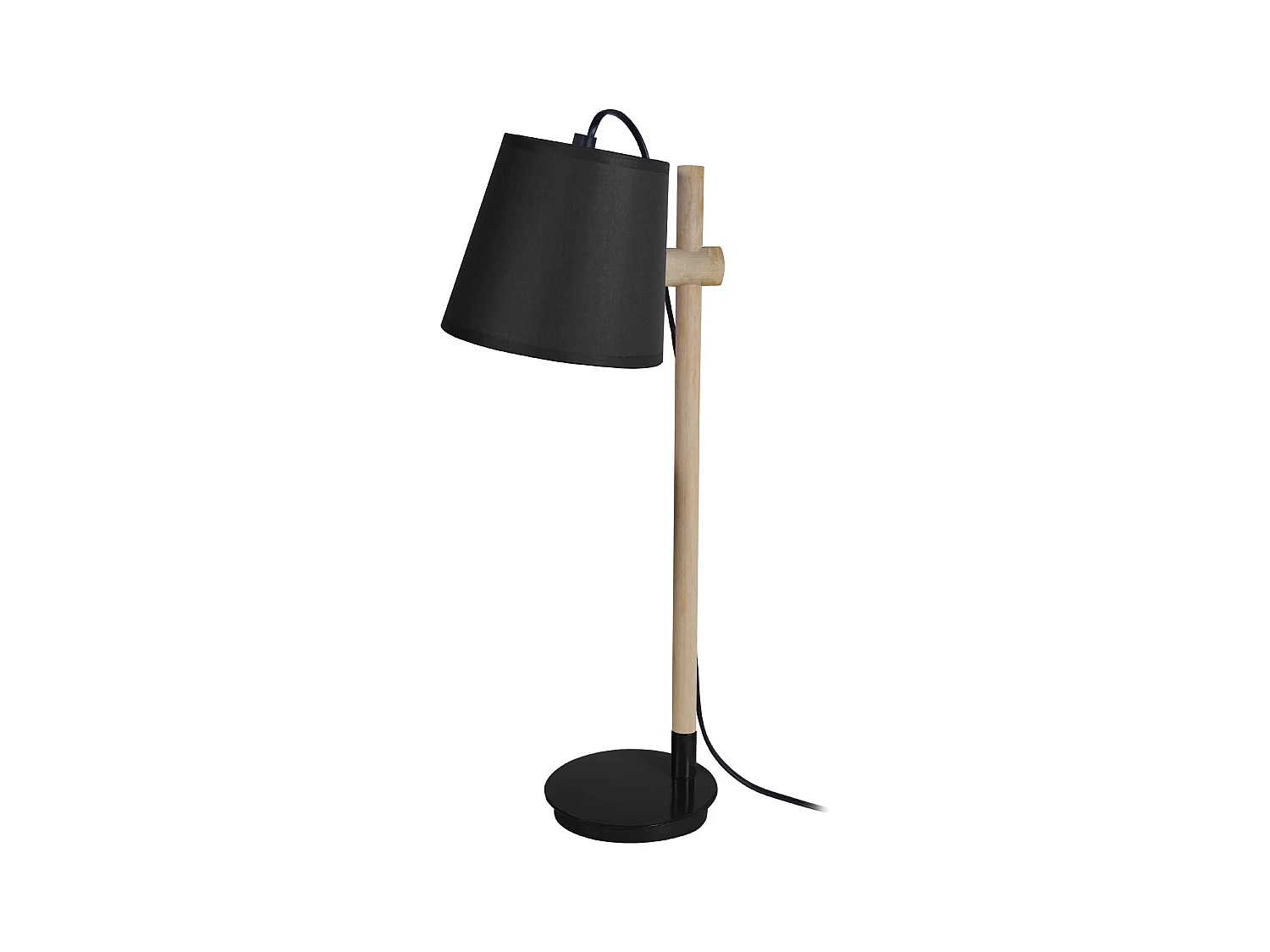 Lampe de bureau articulé bois  naturel,noir 48 cm.