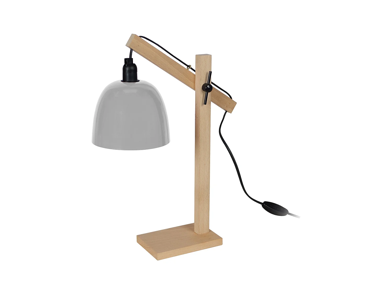 Lampe de bureau articulé bois  métal gris 50 cm.