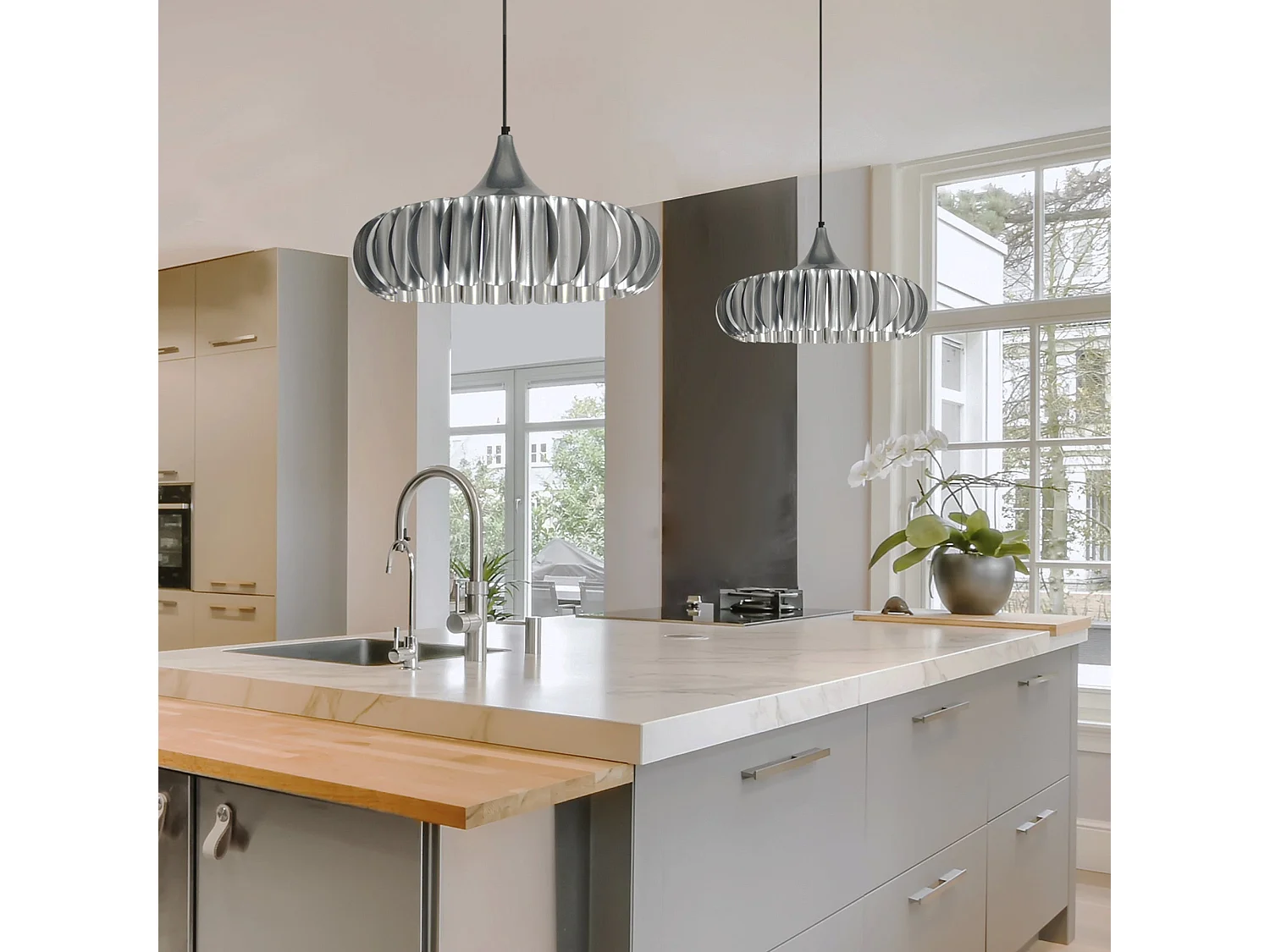 Suspensión  TOSEL ,metal,Aluminio , A 80xD40x P 40cm