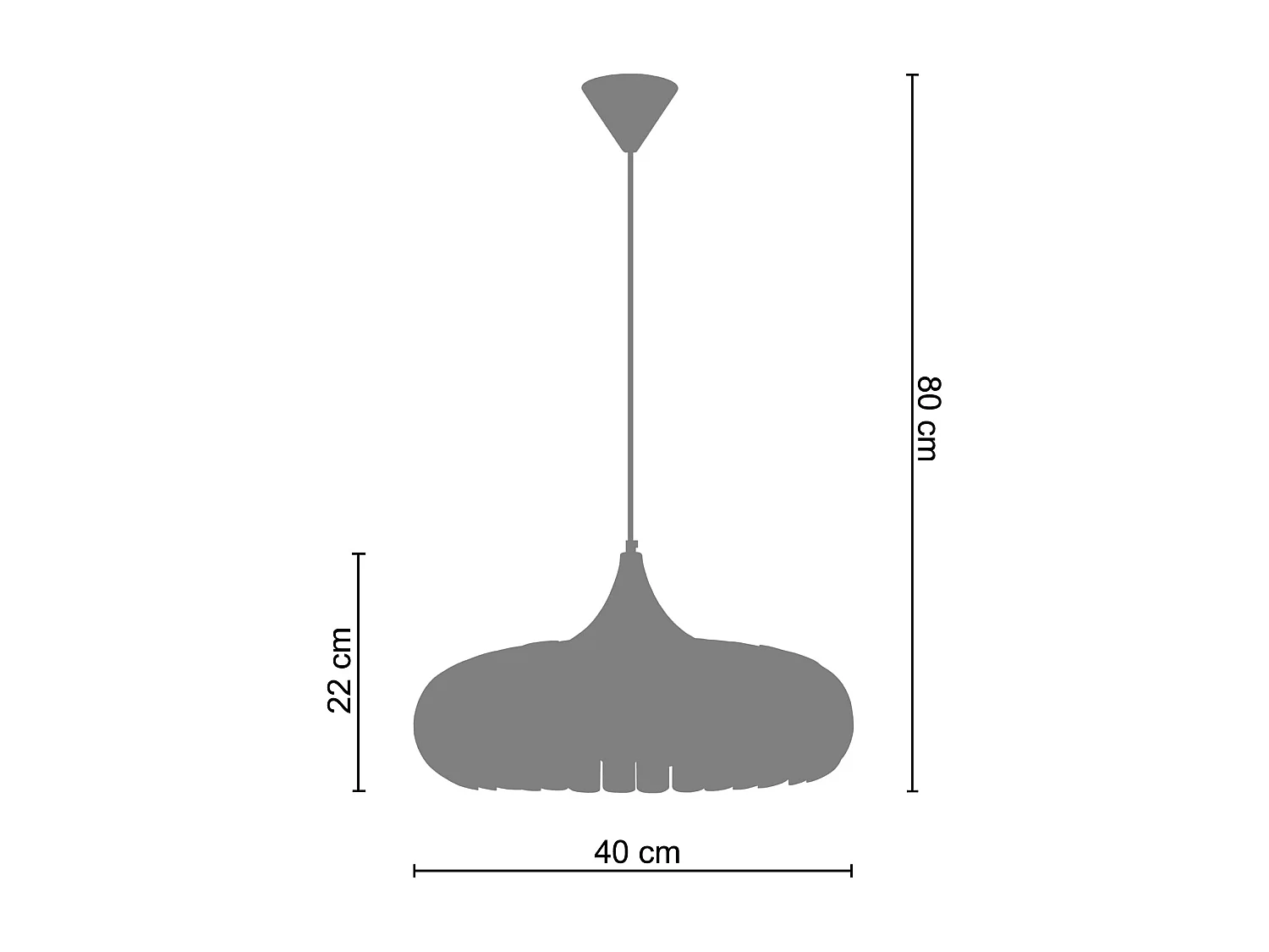 Suspensión  TOSEL ,metal,Aluminio , A 80xD40x P 40cm