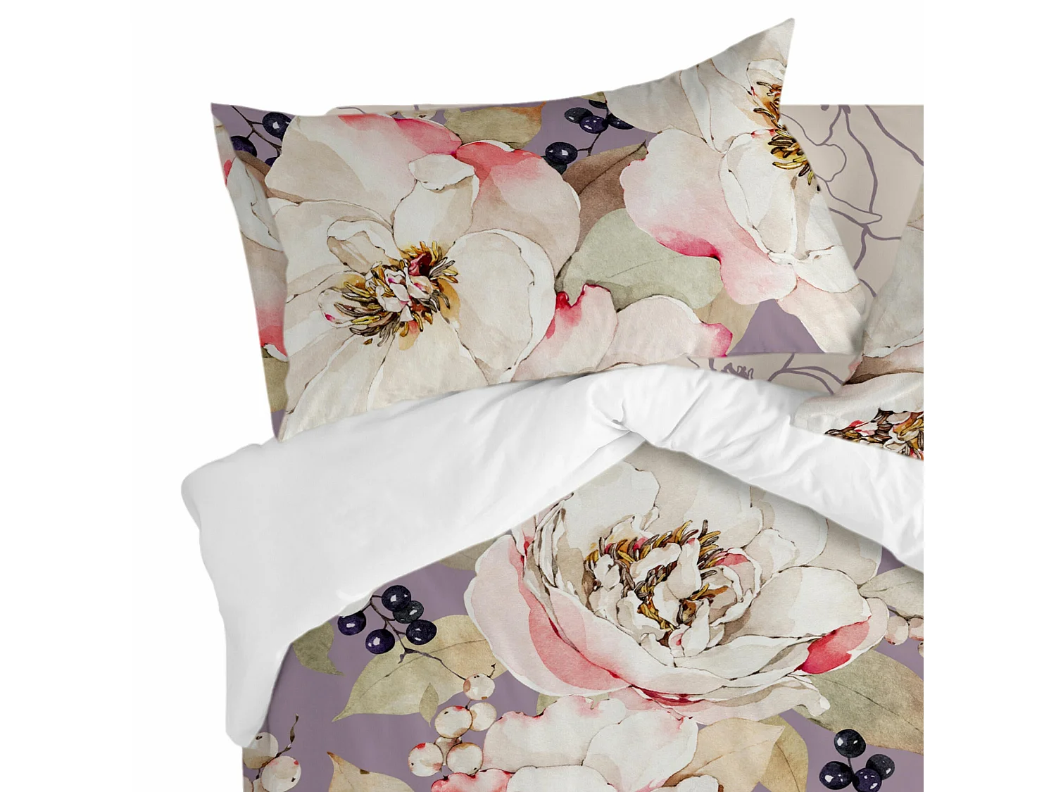 Taie d'oreiller 45x110 cm (Lit 90) White peonies