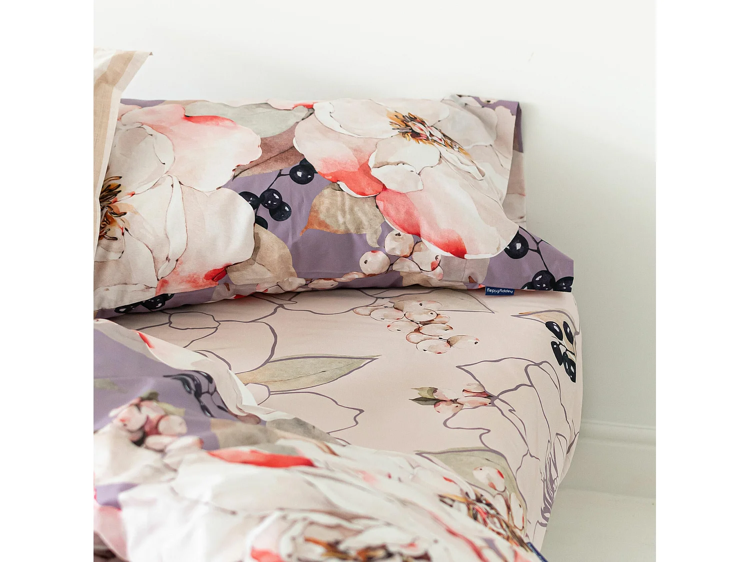 Taie d'oreiller 45x110 cm (Lit 90) White peonies