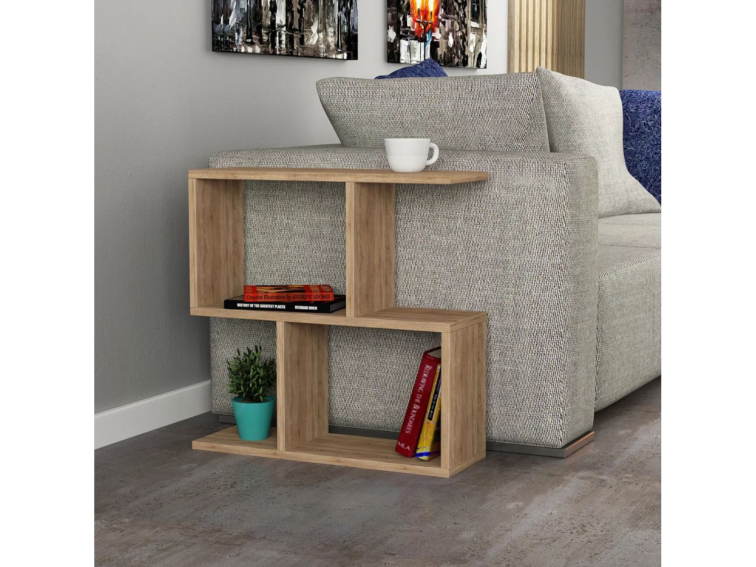 Holzregal TAKA mit einzigartigem Design und offenen und geschlossenen Regalen