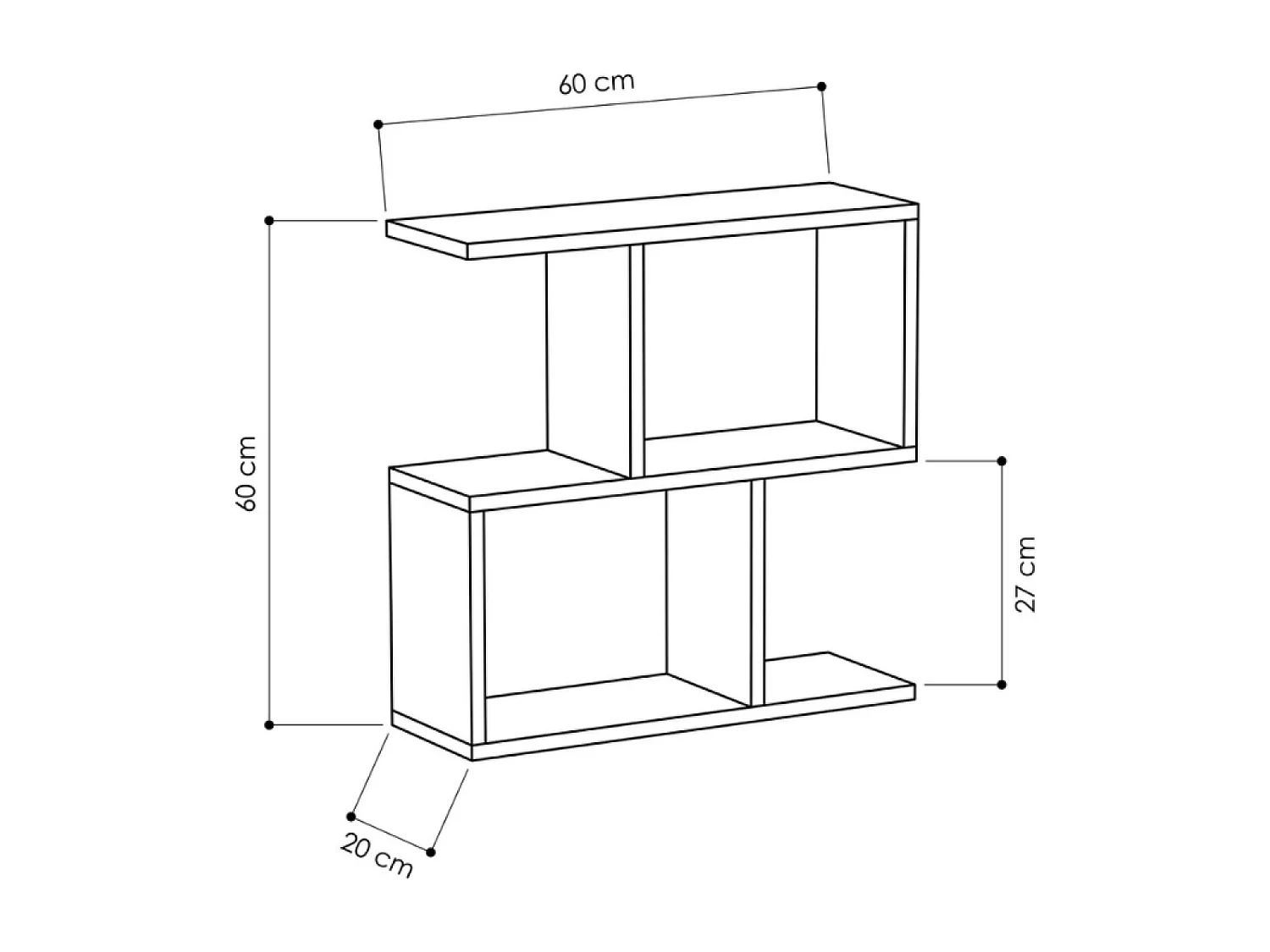 Holzregal TAKA mit einzigartigem Design und offenen und geschlossenen Regalen