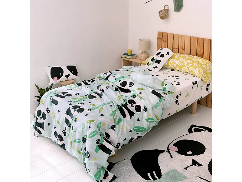 Juego nórdico 2 piezas 155x220 cm (Cama 80/90) Panda garden blue