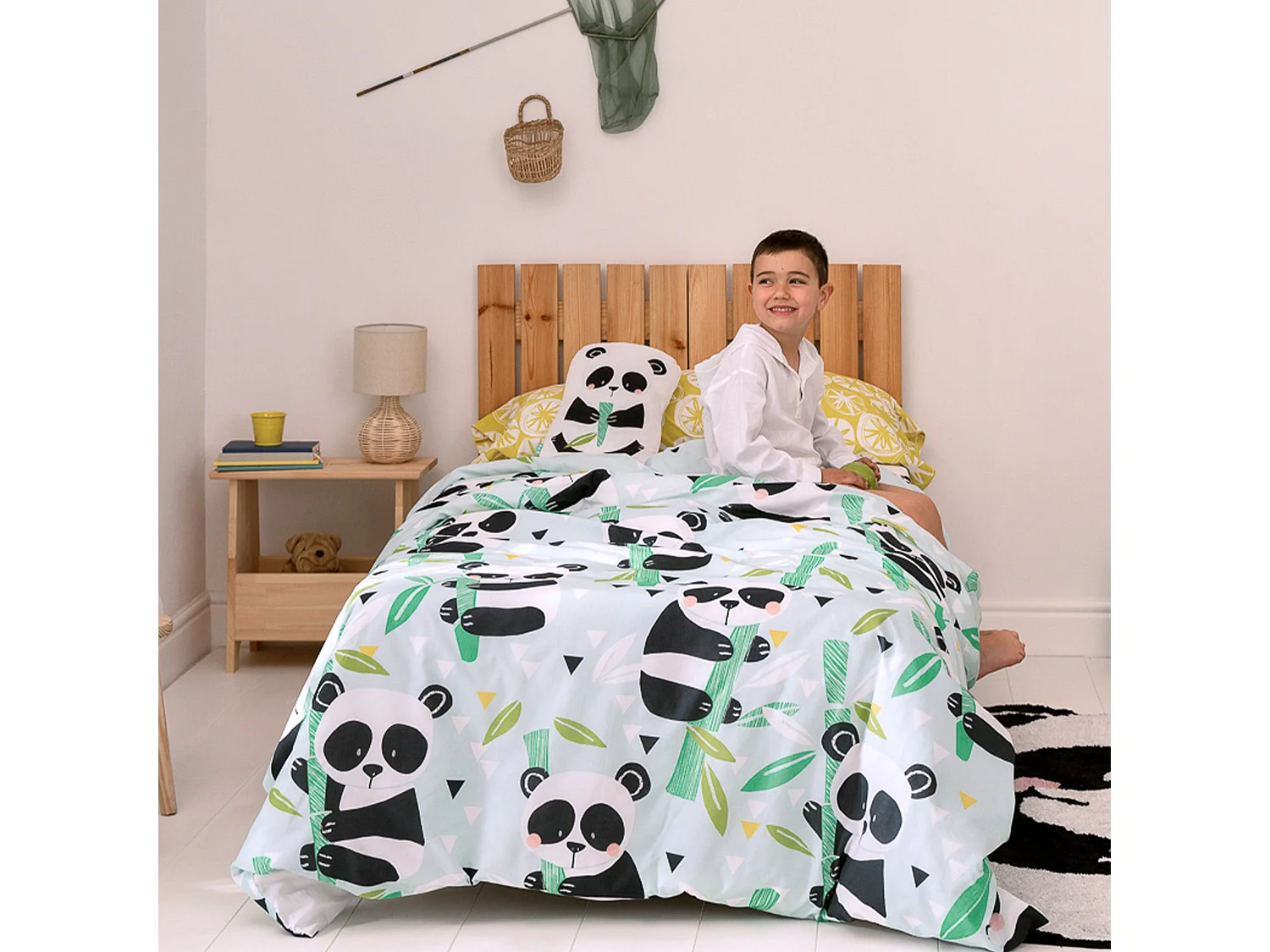 Bettbezug set 2 teiliges 155x220 cm (Bett 80/90) Panda garden blue