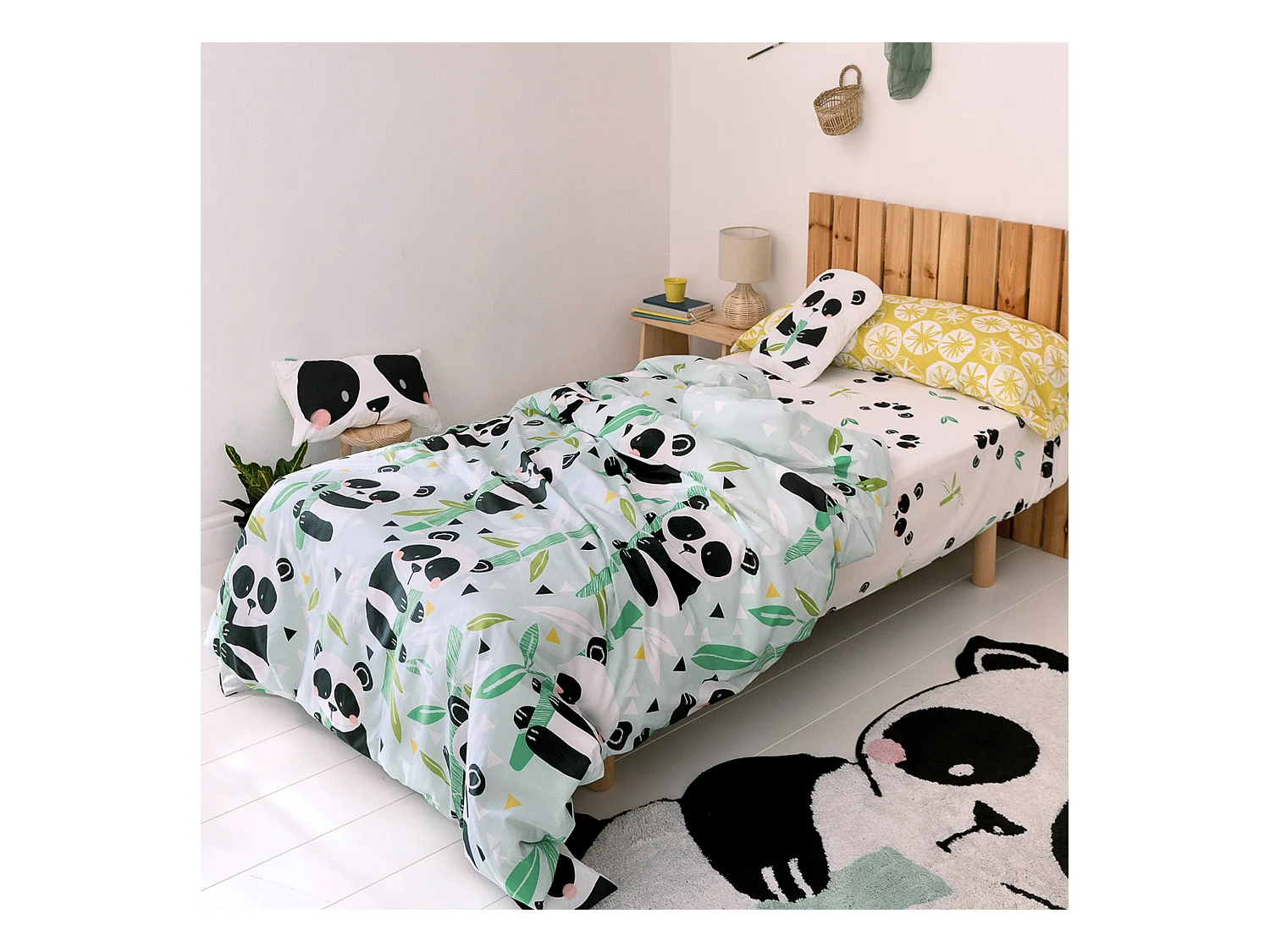 Juego nórdico 2 piezas 155x220 cm (Cama 80/90) Panda garden blue