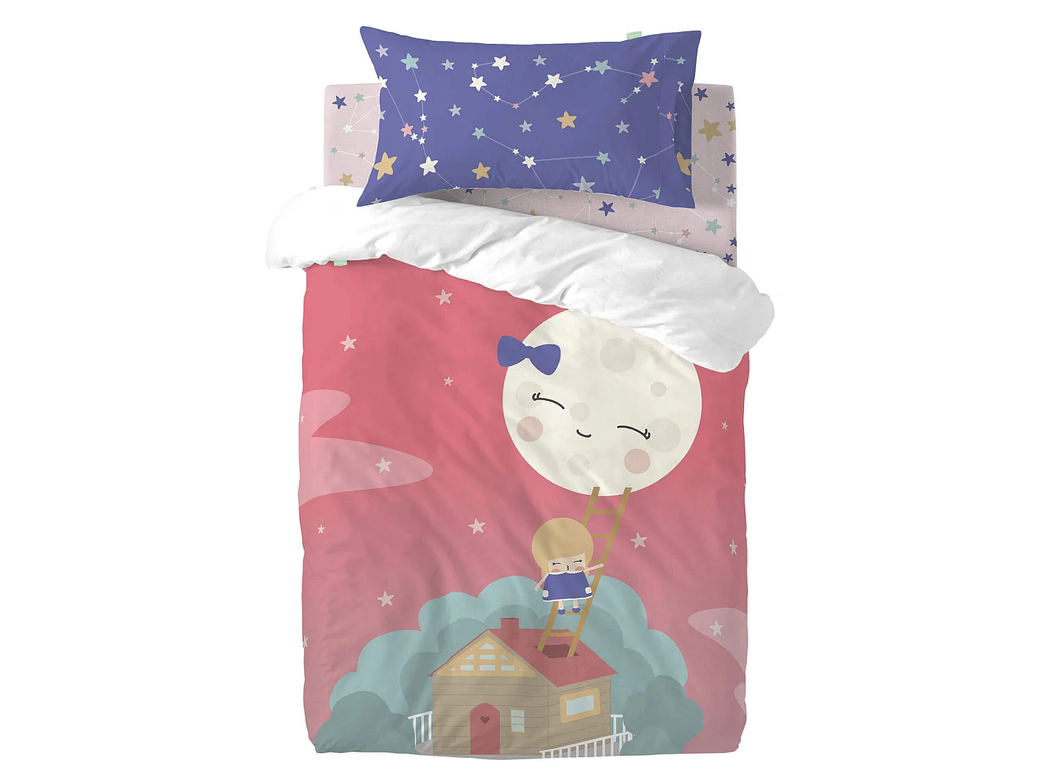 Parure housse de couette 2 pièces 100x135 cm (Berceau) Moon dream