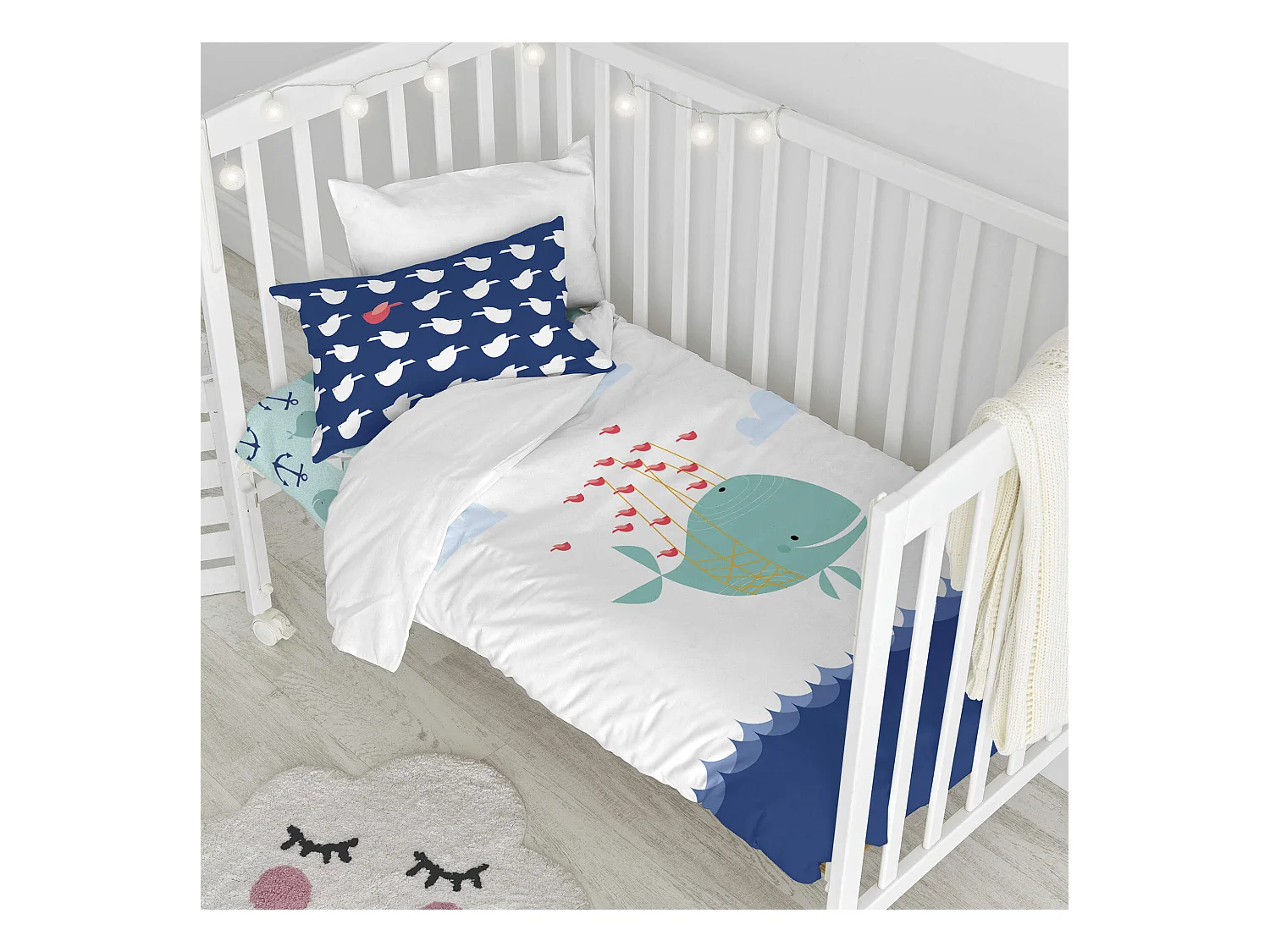 Bettbezug set 2 teiliges 100x135 cm (Kinderbett) Whale