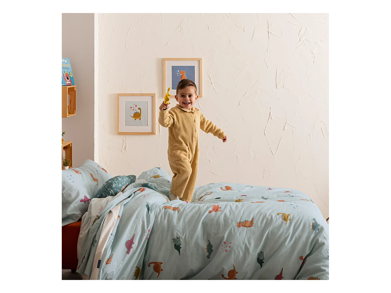 Parure housse de couette 2 pièces 140x200 cm (Lit 80) Mini dinosaur