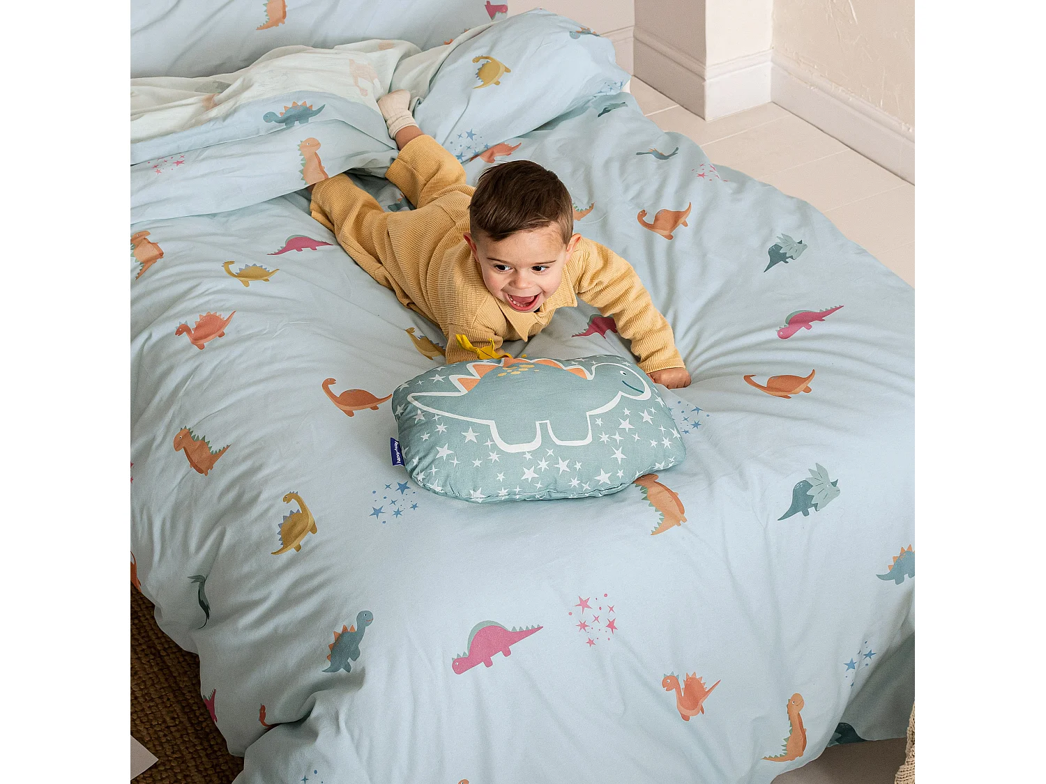 Parure housse de couette 2 pièces 140x200 cm (Lit 80) Mini dinosaur