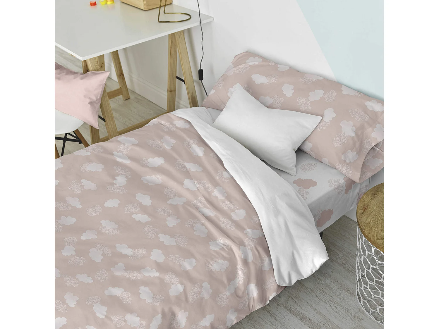 Set copripiumino lettino 2 pezzi 155x220 cm (Letto 80/90) Clouds