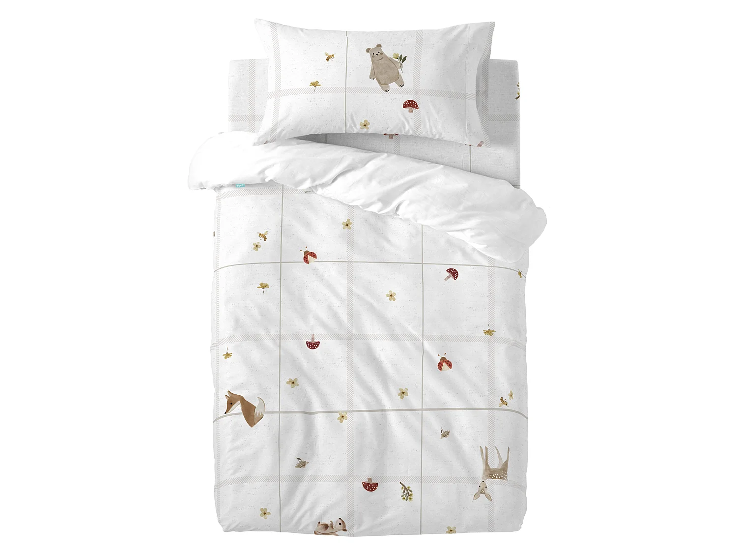 Parure housse de couette 2 pièces 115x145 cm (Lit Bébé) Woods animals